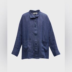 Nwt Eileen Fisher Dusk Washed Standard Collar Jacket